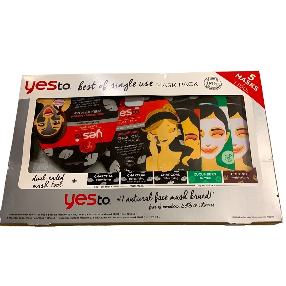 YESto | Face Sheet Mask Set Single Use Charcoal Mud 5 Masks